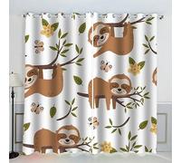 AKATIE Rideau Occultant Paresseux Rideaux Oeillet Polyester 3D Chambre Rideau Thermique Isolant Anti Froid Animaux Mignons Rideau Chambre Enfant (150x166 cm )