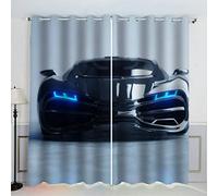 AKATIE Rideau Occultant Voiture De Course Rideaux Oeillet Polyester 3D Chambre Rideau Thermique Isolant Anti Froid Voiture Cool Rideau Chambre Enfant （150x166 cm ）