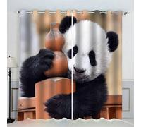 AKATIE Rideaux Panda Animal Panda Rideau Occultant Chambre Fille Garcon Rideaux Chambre Ado Isolation Thermique et Réduction du Bruit Rideau (200x200 cm)