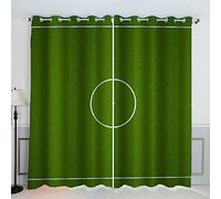 AKATIE Terrain De Foot Vert Rideau Occultant Lot de 2 Chambre Enfant Fille Garcon 3D Impression Jeu De Sport Motif Rideaux Acoustiques Opaque Petites Fenêtres Décoration （140x160 cm）