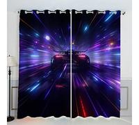 AKATIE Voiture De Sport Voiture De Course Rideaux Thermique Isolant Anti Froid Polyester 2 Pièces 3D Impression Art Abstrait Motif Opaque Rideau Occultant Oeillet Chambre Salon Rideau (220x215 cm)