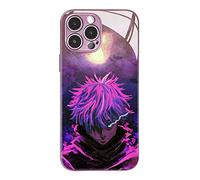 Akatxezy Creativity Coque de protection antichoc en verre brillant coloré (rose, Satoru Gojo, pour iPhone 13 Pro Max)