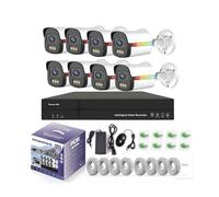 AKAVIG 8CH 4MP Système de Caméra de Sécurité PoE avec 8 Caméras de Surveillance HD PoE Kit NVR avec Enregistrement Audio, Vision Nocturne Couleur, pour Intérieur et Extérieur