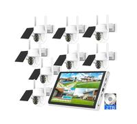 AKAVIG 8CH 4MP Système de caméra de sécurité solaire avec moniteur LCD, kit de surveillance WiFi extérieur sans fil avec disque dur 2T, vision nocturne couleur, audio bidirectionnel, sans frais