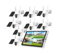 AKAVIG 8CH 4MP Système de caméras de sécurité sans fil solaire, Kit NVR extérieur avec moniteur LCD de 10,1", vision nocturne en couleur, détection de mouvement, pour la maison/affaires