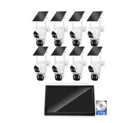 AKAVIG Kit de caméra de sécurité à énergie solaire 8 canaux avec disque dur 2T, 4 MP solaire sans fil, système NVR de surveillance domestique avec vision nocturne en couleur, détection de mouvement