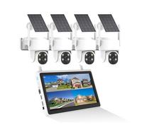 AKAVIG Système de caméra de sécurité à énergie solaire 4 MP, kit de caméras de surveillance vidéo WiFi sans fil avec audio bidirectionnel, vision nocturne en couleur, kit NVR de surveillance à énergie