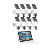 AKAVIG Système de caméra de sécurité domestique à énergie solaire 8 canaux 4 MP, kit de caméras de surveillance vidéo WiFi sans fil avec audio bidirectionnel, détection de mouvement, kit NVR de