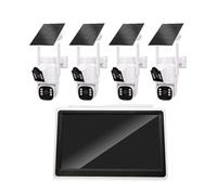 AKAVIG Système de caméra de sécurité WiFi extérieur à énergie solaire avec 4 caméras à double objectif, 4MP solaire 100 % sans câbles, kit de surveillance NVR pour la maison avec détection de