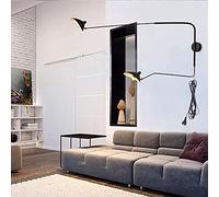 AKBOY Bras Long Applique Murale Vintage Industrielle Spots Muraux avec Interrupteur Tête Réglable Rotatif E27*2 Lampe Murale Intérieur Eclairage Mural Métal Éclairage De Chambre À Coucher,180 * 118cm