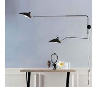 AKBOY Bras Long Applique Murale Vintage Industrielle Spots Muraux avec Interrupteur Tête Réglable Rotatif E27*2 Lampe Murale Intérieur Eclairage Mural Métal Éclairage De Chambre À Coucher,120 * 65cm