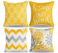 AkcentPillo Housse de Coussin Géométrique Motif Coussin Decoratif Jaune Coussin Canapé pour Canapé Maison Salon Chambre Décoration D'intérieur, 45x45cm