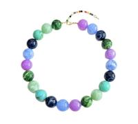 AKDJGFP Collier En Acrylique Collier De Perles Rondes Double Couleur | Collier ras du cou étanche for femmes, bijoux à la mode