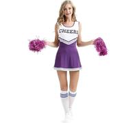 AKDJGFP Deguisement Pompom Girl Spectacle de danse for filles, pom-pom girl, spectacle sur scène, costumes en robe rouge, uniforme de pom-pom girl for lycéens adultes(Purple,M)