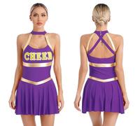 AKDJGFP Deguisement Pompom Girl Uniforme de pom-pom girl for femmes, costume de pom-pom girl, tenue de cosplay carnaval d'écolière, robe de cosplay Call of the Night(Purple,XL)