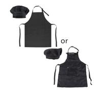 AKDJGFP Grembiule Ensemble tablier et chapeau champignon réglables de couleur unie for enfants, costume chef cuisine for, tenues, pâtisserie peinture(Black)