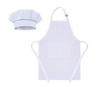 AKDJGFP Grembiule Ensemble tablier et chapeau champignon réglables de couleur unie for enfants, costume chef cuisine for, tenues, pâtisserie peinture(White)