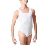 AKDJGFP Justaucorps Gymnastique Fille Collants sans manches grande taille for hommes, collants une pièce for le ventre, collants sans manches, collants de danse et de gymnastique(WHITE,S)