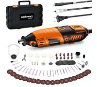 Akdomart Outils Rotatifs Multifonction, 200W Kit Outil Rotatif, outil multifonction avec 135 accessoires, 6 vitesses réglables, 8 000 à 35 000 tours/min, pour graver, percer, couper, meuler