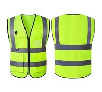 AKEIVN Gilet de sécurité réfléchissant haute visibilité avec poches zippées sur le devant - Conforme aux normes ANSI/ISEA