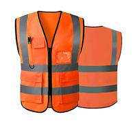 AKEIVN Gilet de sécurité réfléchissant haute visibilité avec poches zippées sur le devant - Conforme aux normes ANSI/ISEA