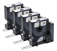 Aken 18055 Compatible avec Dymo Rhino12mm Industrielles étiquettes pour Gaine Thermo-Tétractable 12 mm x 1.5 m Noir sur Blanc, Recharge Ruban pour Dymo Rhino 4200 5200