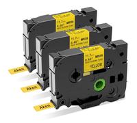 Aken 3 Ruban Thermorétractables Compatible avec Brother HSe-631 HS-631 11,7 mm x 1,5 m, Noir sur Jaune, Compatible pour P-Touch PT-E110 E300/VP E550W/WVP P750WVP E800W P900W/NW PT-7600