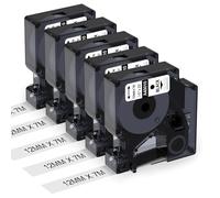 Aken 45010 Ruban pour Étiqueteuse Compatible avec Dymo D1 Ruban Transparent | 12mm x 7m, A45010 Noir Sur Transparent, Compatible avec Dymo LabelManager 160 210D 420P 250 260P 280