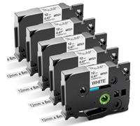 Aken 5 x TZe-231 Ruban Compatible avec Brother Ptouch TZe 12mm 0.47 | TZe231 Noir sur Blanc, Compatible avec Brother Étiqueteuse PT-H105 PT-H100LB PT-H107B PT-H110 PT-H200 1000 E100 D210