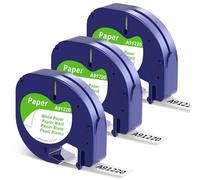 Aken Compatible avec Dymo Letratag Ruban Papier 12mm x 4m, Comaptible avec Dymo Letratag 200B LT100H LT100T Plus XR LT110T, Paper White 91200 S0721510