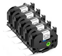 Aken Compatible avec TZe-251 24mm Ruban pour Brother TZe-251 TZe251 P touch TZe 24mm Noir sur Blanc, Laminé Recharge pour Etiqueteuse Brother Ptouch P700 2430 D600 9700PC P750W, Paquet de 5