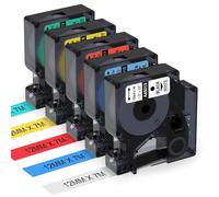 Aken étiquettes Compatible pour Dymo D1 12mm x 7m Compatible pour Dymo LabelManager 160 210D 420P 250 260P 280 étiqueteuses, Noir sur Blanc/Jaune/Bleau/Rouge/Vert, 45013 45016 45017 45018 45019