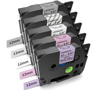 Aken Ruban Cassette compatible pour Brother P-touch TZe-231 TZe231 12mm Laminé Ruban Violet Pastel, Rose Pastel, Blanc, Transparent, Argent - pour Brother Ptouch 1000 1010 H100 1005 1090 1250