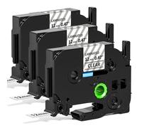 Aken Ruban Cassette compatible pour Brother TZe131 TZ131 P-touch 12 mm 0,47 mm - Noir sur Transparent - Laminé Recharge pour P-touch H110 H105 1000 1005 1280 D400 Cube, Paquet de 3