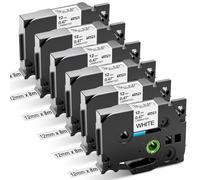 AKEN Ruban Compatible pour Brother P-touch TZe-231 TZe231 12mm 0.47, Recharge pour Brother Ruban TZe 12mm pour Etiqueteuse Brother P-touch 1010 H105 1000 1005 1280 D400 D600 Cube, Noir sur Blanc x 6