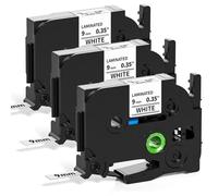 Aken TZ-221 Ruban Cassette Compatible pour Brother P-touch TZe 9mm TZe-221 TZe221 Noir sur Blanc pour Etiqueteuse P-touch 1000 1010 1280 H105 H110 D400 Cube, Paquet de 3