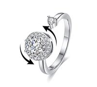 Akeoqi Bague anti-anxiété rotative pour soulager le stress - Taille réglable - Design ouvert - Bague tournante - Bague incrustée de zircone cubique - Tournesol - Parapluie - Moulin à vent - Perle