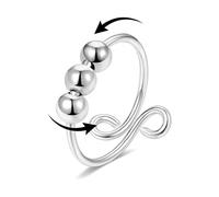 Akeoqi Bague anti-anxiété rotative pour soulager le stress - Taille réglable - Design ouvert - Bague tournante incrustée de zircones cubiques - Tournesol - Parapluie - Moulin à vent - Perle bleue