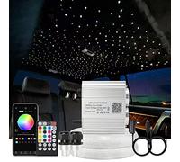 AKEPO - Kit de lumière à fibre optique clignotante pour usage domestique, 16 W RGBW à double tête clignotante + mode musique, lumière de ciel de plafond avec 600 brins de 0,03 pouces, câble de fibre