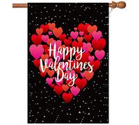 Akeydeco Drapeau de jardin en forme de cœur pour la Saint-Valentin, 71,1 x 101,6 cm, drapeau double face en toile de jute pour décoration de la Saint-Valentin