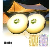 Akfldms 2packs Camping String Lights As Camping Essentials Gears Lanterne LED Imperméable pour la Randonnée Patio Patio Party 8Mode 32.8ft Lumières de Suspendue