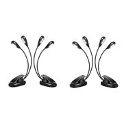 Akfldms 4 Pièces Support de Musique Lumière Clip Sur LED Livre Lumières Double Bras Lampes de Lecture pour Livres Au Lit Clip RéGlable à 360 Degrés