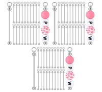 Akfldms 60 PièCes Porte-CléS PerléS ChaîNes de Barre en MéTal pour la Fabrication de Accessoires de Tige de Porte-CléS pour les Projets de Bricolage Ornements de Pendentif