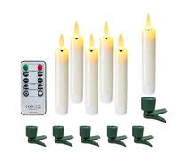 Akfldms Ensemble de 6 Bougies LED Coniques sans Flamme à Mèche 3D, à Clipser sur Le Sapin de Noël, avec Télécommande et Minuterie pour la Décoration Intérieure.