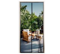 akgao Magnétique Moustiquaire 245x225cm Gris Rideau Anti Mouche | Polyester Pure Couleur, Auto-Scellant Perméabilité Moustiquaire Fenêtre avec Aimants Forts pour Balcon Chambres à Coucher