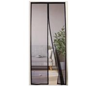 akgao Magnétique Moustiquaire, 80x220cm Pure Couleur Fibre Polyester Rideau Anti Mouche, Auto-Scellant Perméabilité Moustiquaire Fenêtre avec Aimants Forts pour Balcon Chambres à Coucher-Noir