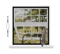akgao Moustiquaire pour Fenêtre avec Fermeture Éclair, 75x140cm Maillage Résistant aux Chats Renforcé, Respirant Rideaux Anti-Insectes, Rideau de Fenêtre Anti-Griffures Animaux Compagnie-Noir