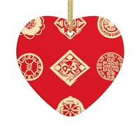 AKGFFDS Affichage d'icônes de bon augure impression de Noël pendentif d'amour en céramique avec corde métallique dorée pour accrocher facilement la décoration