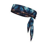 AKGFFDS Bandeau de sport imprimé Little Dinosaur Next to the moon pour homme et femme, doux et respirant, évacuation de l'humidité athlétique