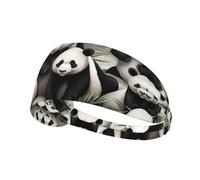 AKGFFDS Bandeau élastique pour homme et femme avec imprimé panda géant regardant l'amusement, doux, séchage rapide